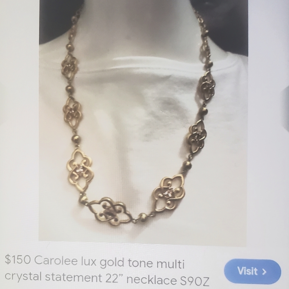 Carolee Lux gold tone multi crystal statement necklace
